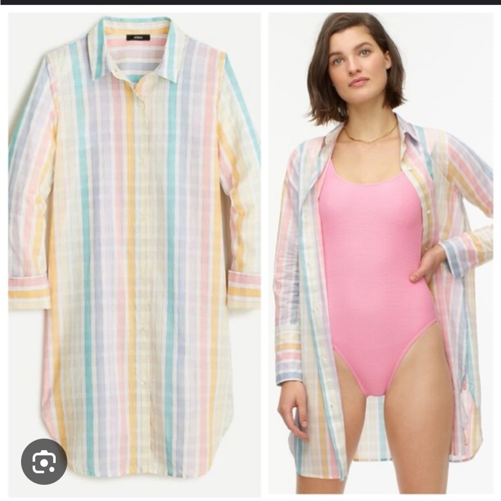 J.Crew rainbow pastel swim coverup